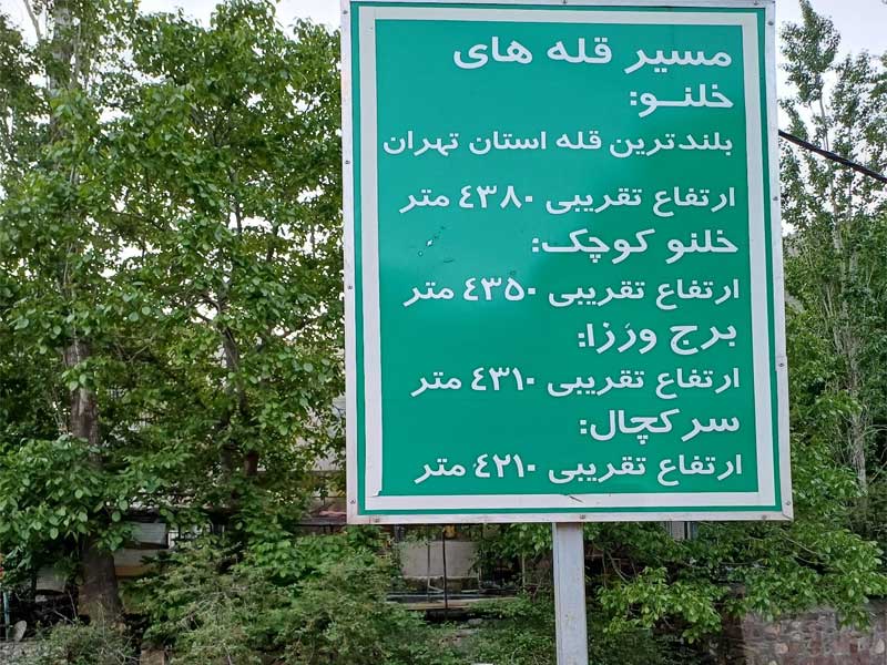 تابلوی راهنمای قلل البرز مرکزی از روستای لالان