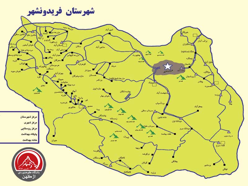 کروکی فردونشهر به همراه قلل مطرح